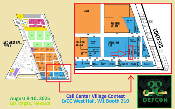 A map depicting the location of Call Center Village contest at DEF CON 33